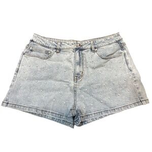 GENERATION‎ LOVE Women's Light Wash Pearl Embellished Denim Shorts Size 30 NWT